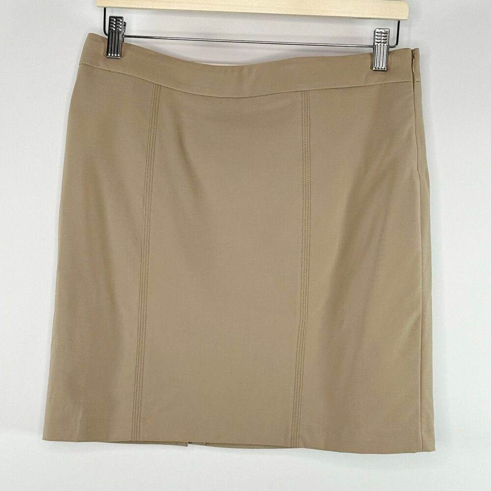Elie Tahari Wool Blend Nude Beige Side Zipper Mini Career Skirt - US Women’s 6